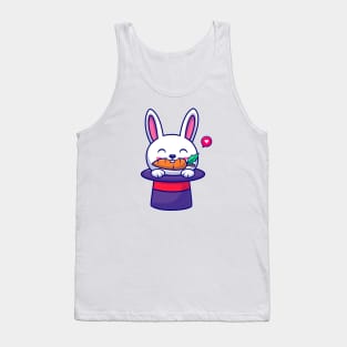 Cute Rabbit Eating Carrot In Magician Hat Cartoon Tank Top